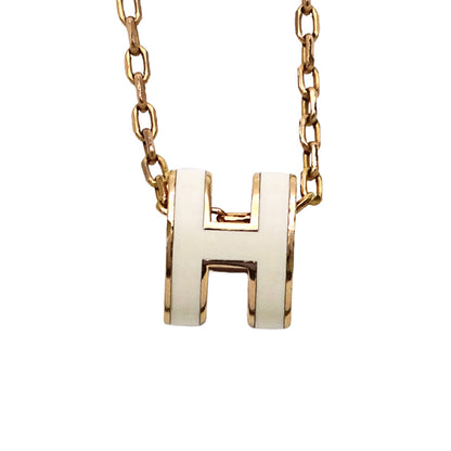 HERMES エルメス ポップアッシュ ネックレス メタル ホワイト ゴールド レディース 【中古】