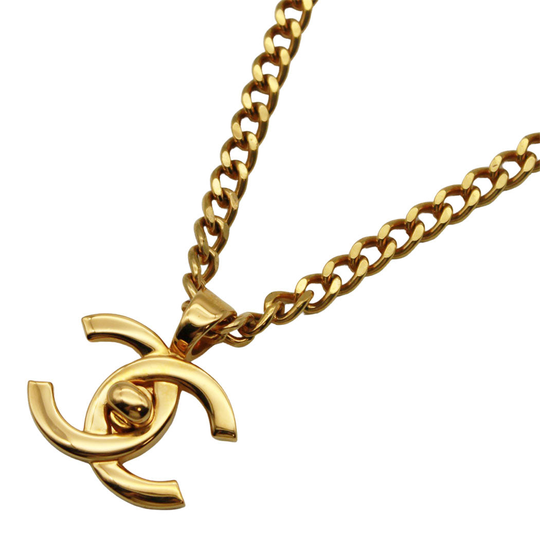 CHANEL シャネル ネックレス ターンロック GP ゴールド レディース メンズ 【中古】