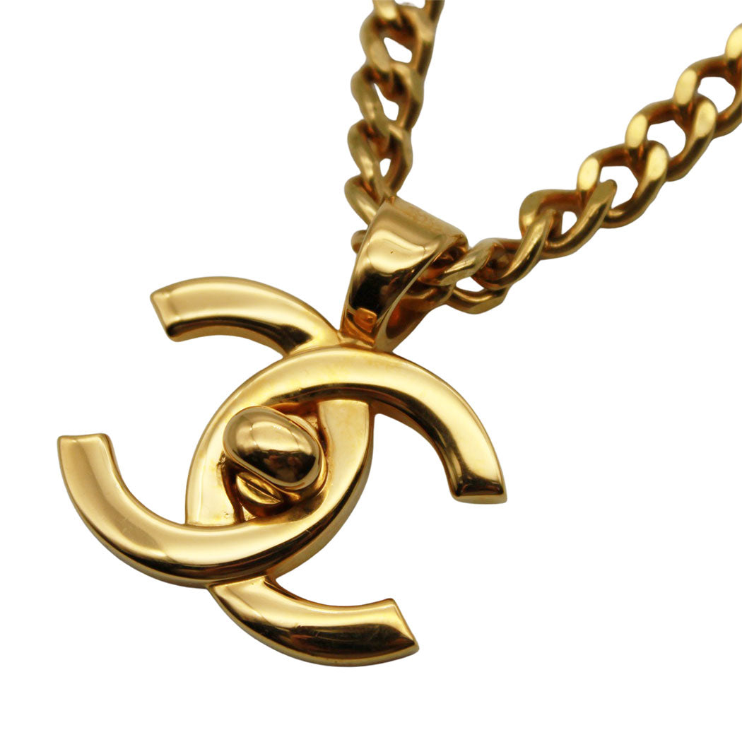 CHANEL シャネル ネックレス ターンロック GP ゴールド レディース メンズ 【中古】