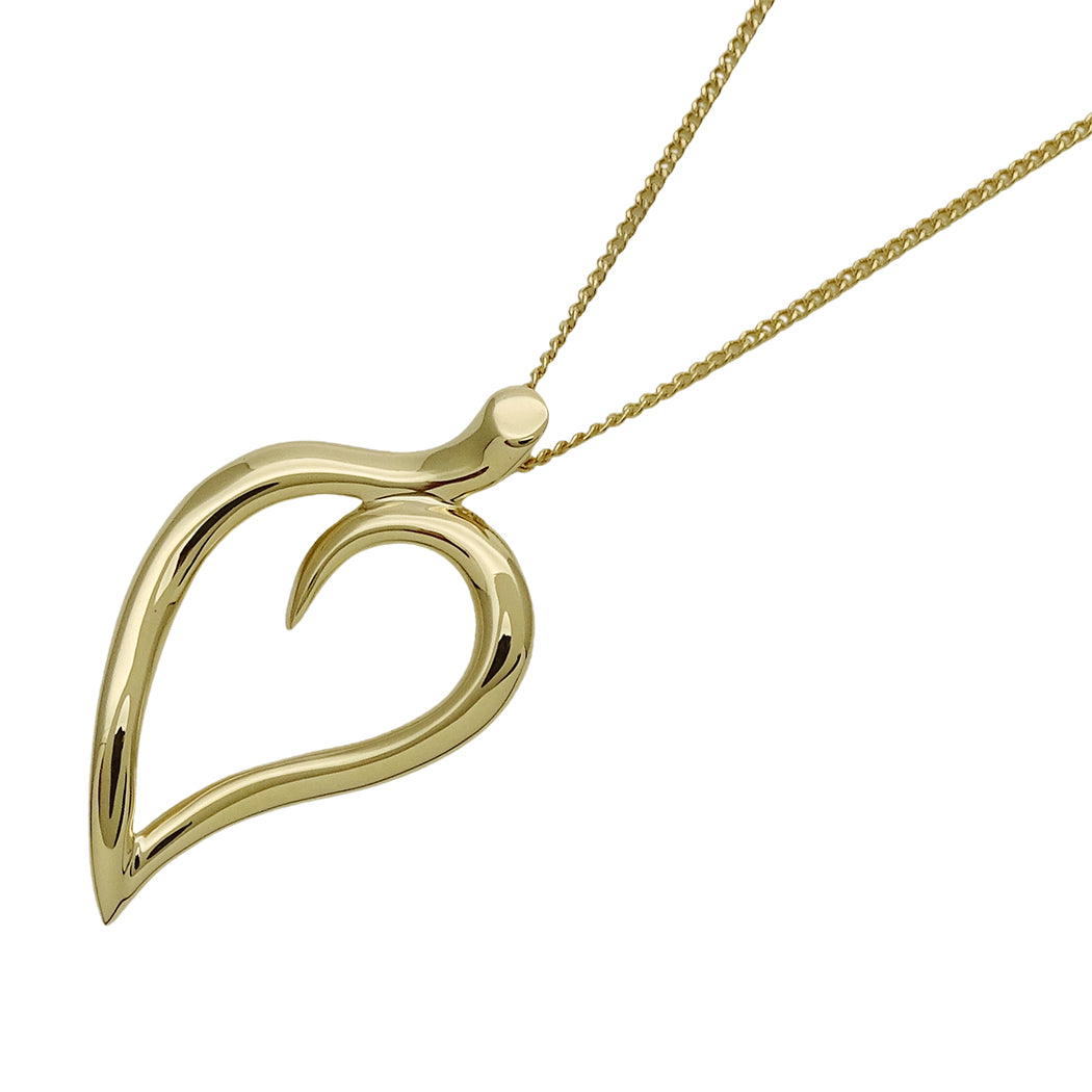 TIFFANY&Co. ティファニー オープンリーフ ハート ネックレス 750YG レディース 磨き済み【中古】