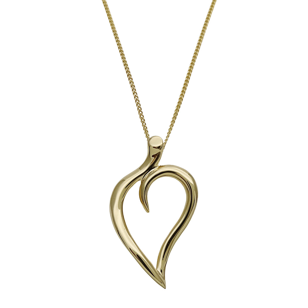 TIFFANY&Co. ティファニー オープンリーフ ハート ネックレス 750YG レディース 磨き済み【中古】