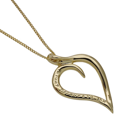 TIFFANY&Co. ティファニー オープンリーフ ハート ネックレス 750YG レディース 磨き済み【中古】