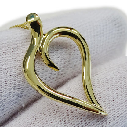 TIFFANY&Co. ティファニー オープンリーフ ハート ネックレス 750YG レディース 磨き済み【中古】