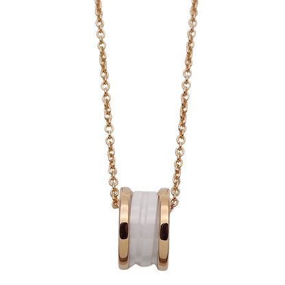 BVLGARI ブルガリ B-zero1 ビーゼロワン ネックレス 750PG ピンクゴールド ホワイトセラミック レディース メンズ 磨き済み【中古】