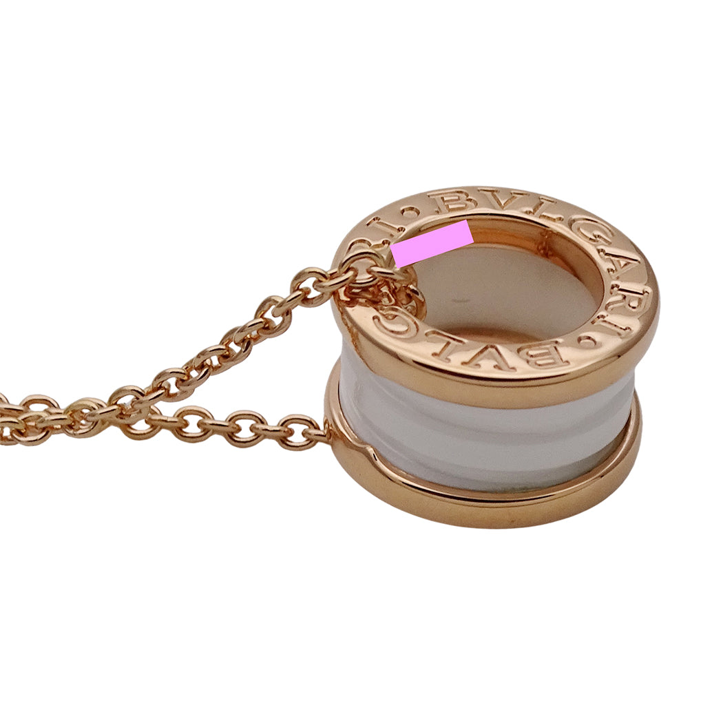 BVLGARI ブルガリ B-zero1 ビーゼロワン ネックレス 750PG ピンクゴールド ホワイトセラミック レディース メンズ 磨き済み【中古】