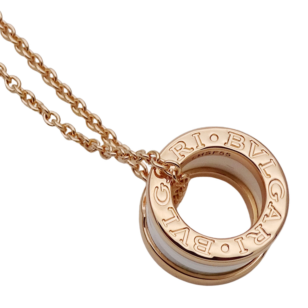 BVLGARI ブルガリ B-zero1 ビーゼロワン ネックレス 750PG ピンクゴールド ホワイトセラミック レディース メンズ 磨き済み【中古】