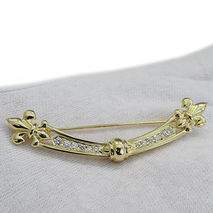 MIKIMOTO ミキモト ブローチ K18 ダイヤモンド ゴールド レディース 磨き済み【中古】