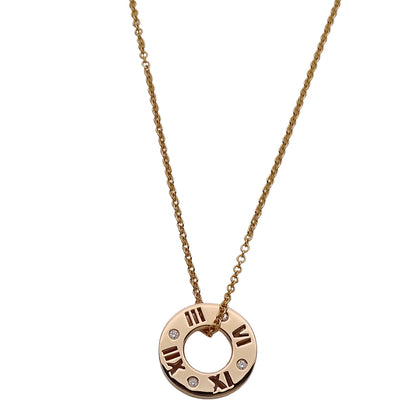 TIFFANY&Co. ティファニー アトラス ピアスド サークル ネックレス 750PG 4Pダイヤモンド レディース 磨き済み【中古】
