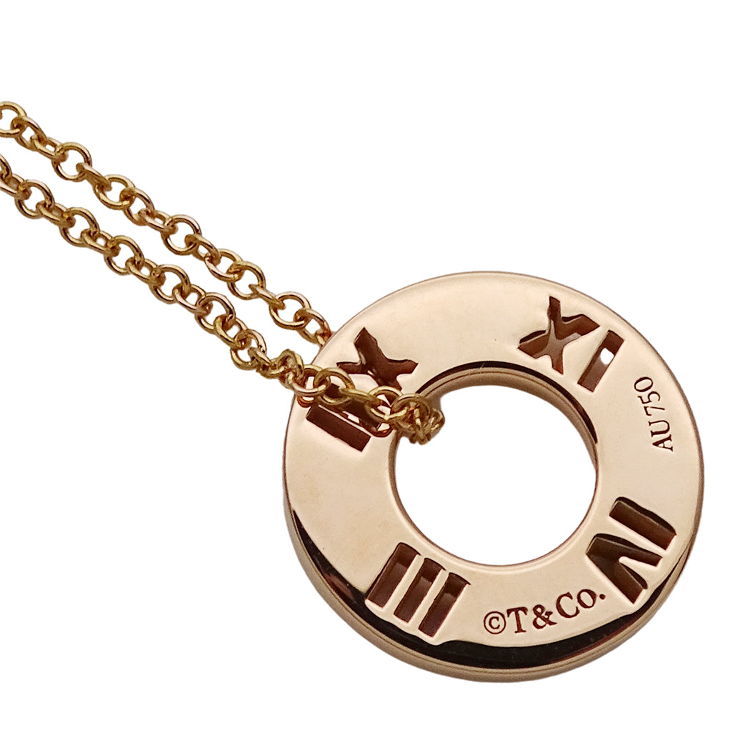 TIFFANY&Co. ティファニー アトラス ピアスド サークル ネックレス 750PG 4Pダイヤモンド レディース 磨き済み【中古】