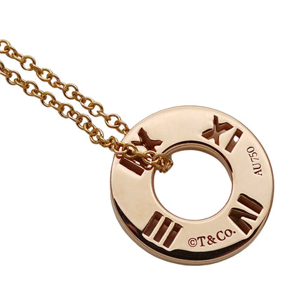 TIFFANY&Co. ティファニー アトラス ピアスド サークル ネックレス 750PG 4Pダイヤモンド レディース 磨き済み【中古】