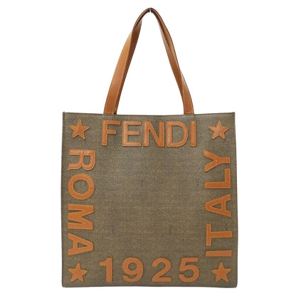 FENDI フェンディ トートバッグ ブラウン カーキ PVC レディース 【中古】