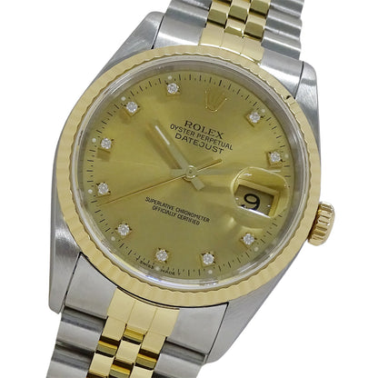 ROLEX ロレックス デイトジャスト 16233G X番 メンズ 腕時計 自動巻き AT SS YG ダイヤモンド 磨き済み【中古】