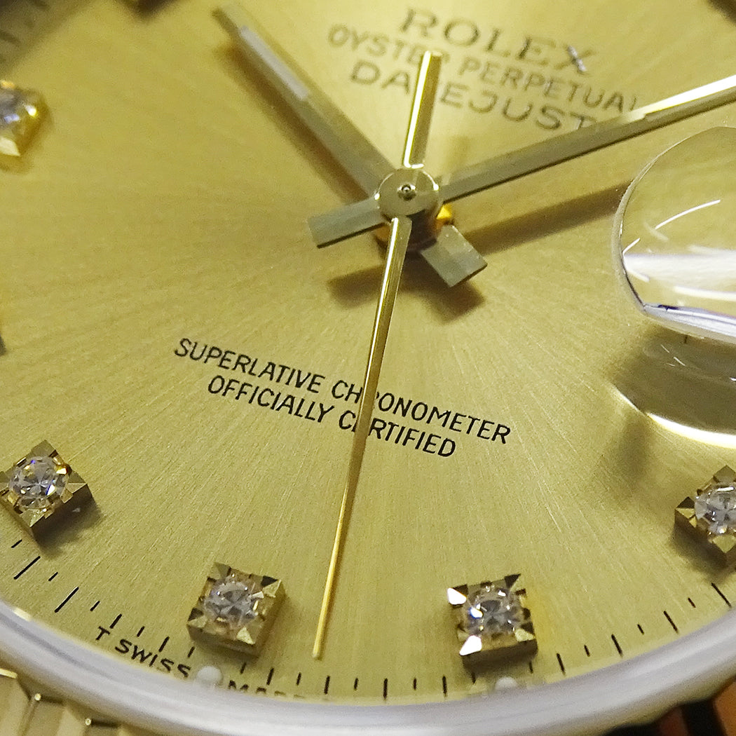 ROLEX ロレックス デイトジャスト 16233G X番 メンズ 腕時計 自動巻き AT SS YG ダイヤモンド 磨き済み【中古】