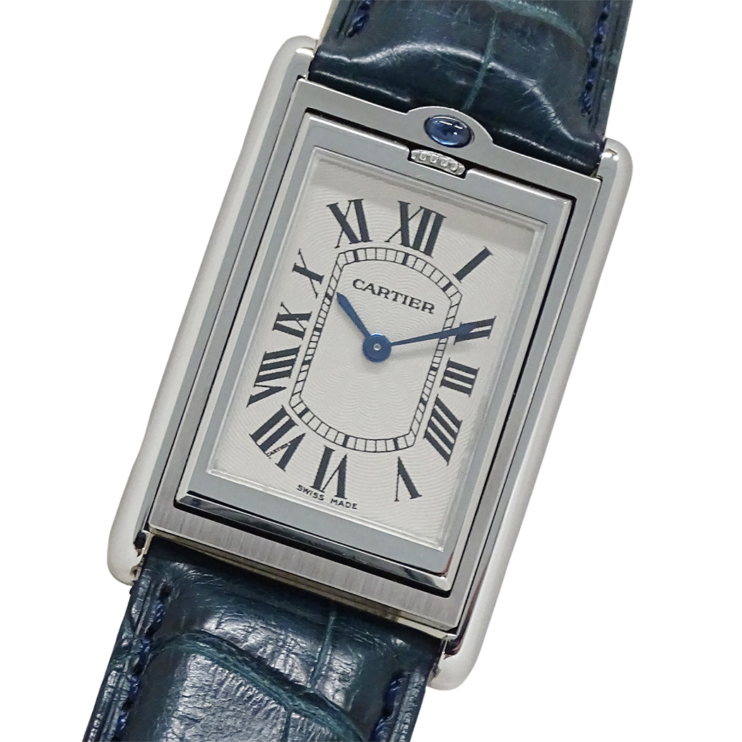 Cartier カルティエ タンク バスキュラント LM W10X1358 メンズ 腕時計 手巻き SS レザー 磨き済み【中古】