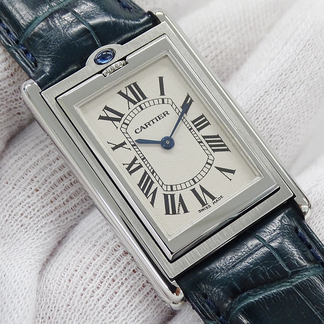 Cartier カルティエ タンク バスキュラント LM W10X1358 メンズ 腕時計 手巻き SS レザー 磨き済み【中古】