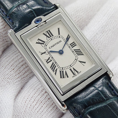 Cartier カルティエ タンク バスキュラント LM W10X1358 メンズ 腕時計 手巻き SS レザー 磨き済み【中古】