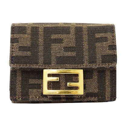 FENDI フェンディ 三つ折り財布 ズッカ ブラウン 8M0395 キャンバス レディース 【中古】