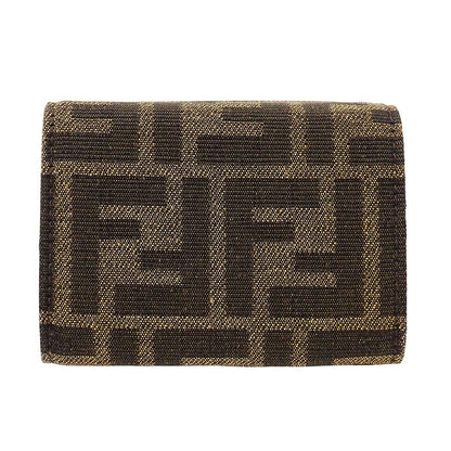 FENDI フェンディ 三つ折り財布 ズッカ ブラウン 8M0395 キャンバス レディース 【中古】