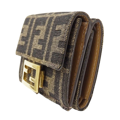 FENDI フェンディ 三つ折り財布 ズッカ ブラウン 8M0395 キャンバス レディース 【中古】