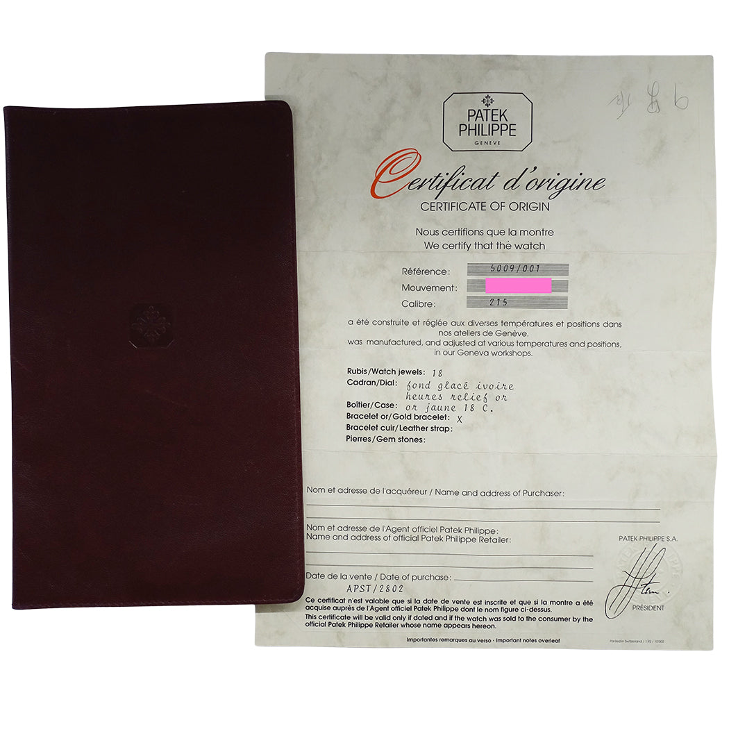 PATEK PHILIPPE パテックフィリップ ゴンドーロ 5009/001 Cal.215 メンズ 腕時計 手巻き 750YG 磨き済み【中古】