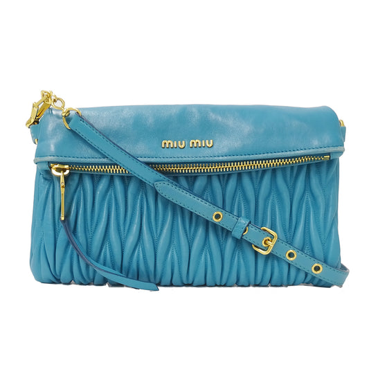 MIUMIU ミュウミュウ ショルダーバッグ マテラッセ ブルー 青 RP0363 レザー レディース 【中古】