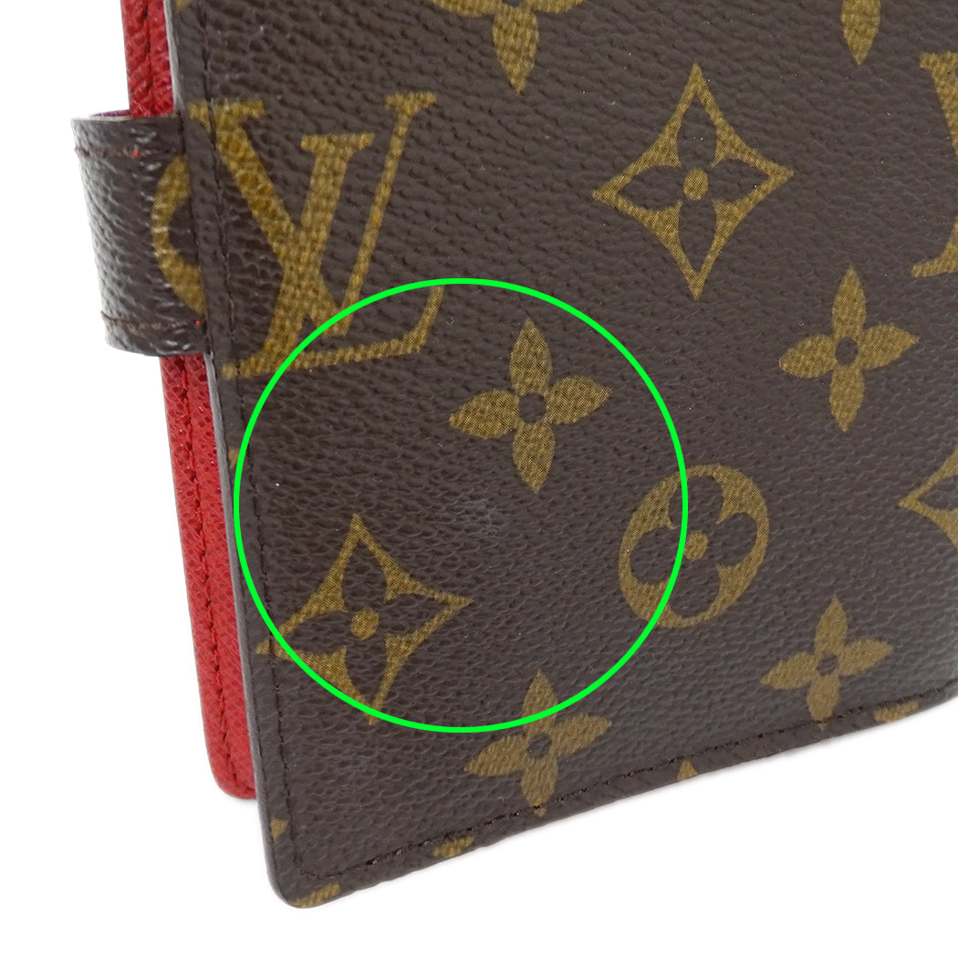 LOUIS VUITTON ルイ・ヴィトン アジェンダ PM 手帳カバー モノグラム グルーム ルージュ R20018 レディース 【中古】