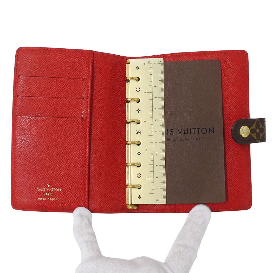 LOUIS VUITTON ルイ・ヴィトン アジェンダ PM 手帳カバー モノグラム グルーム ルージュ R20018 レディース 【中古】