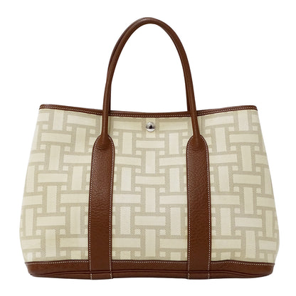 HERMES エルメス ガーデンパーティ PM トートバッグ ブラウン シルバー金具 レディース 【中古】