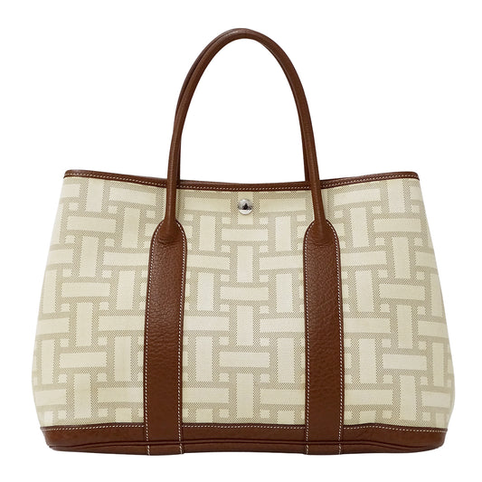 HERMES エルメス ガーデンパーティ PM トートバッグ ブラウン シルバー金具 レディース 【中古】