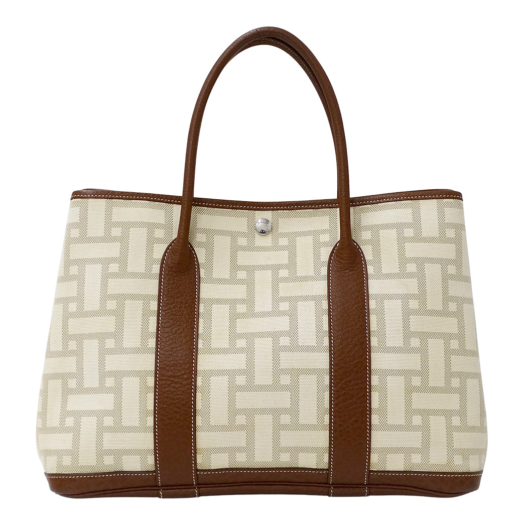 HERMES エルメス ガーデンパーティ PM トートバッグ ブラウン シルバー金具 レディース 【中古】