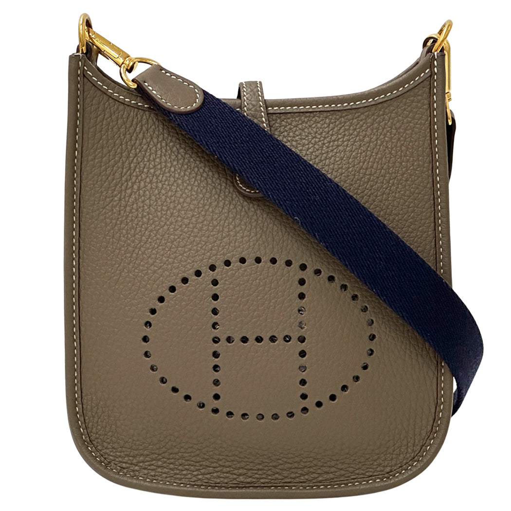HERMES エルメス エブリン TPM ショルダーバッグ エトゥープ ゴールド金具 ネイビー グレー トリヨンクレマンス レディース 【中古】
