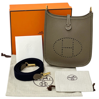HERMES エルメス エブリン TPM ショルダーバッグ エトゥープ ゴールド金具 ネイビー グレー トリヨンクレマンス レディース 【中古】
