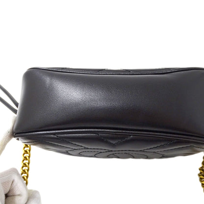 GUCCI グッチ ショルダーバッグ GGマーモント ブラック 448065 レザー レディース 【中古】