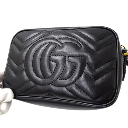 GUCCI グッチ ショルダーバッグ GGマーモント ブラック 448065 レザー レディース 【中古】