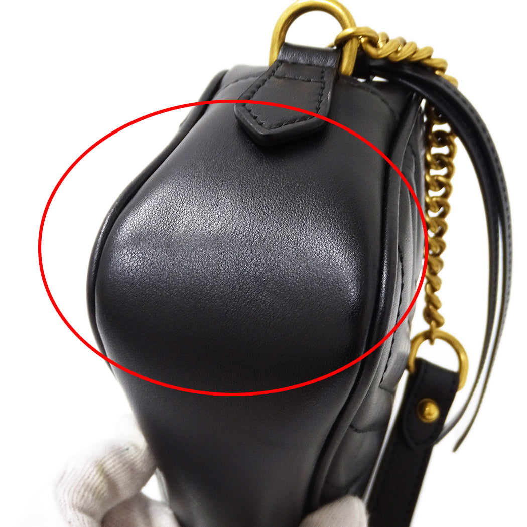 GUCCI グッチ ショルダーバッグ GGマーモント ブラック 448065 レザー レディース 【中古】