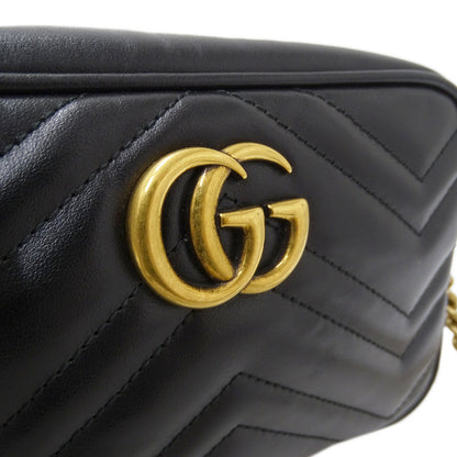GUCCI グッチ ショルダーバッグ GGマーモント ブラック 448065 レザー レディース 【中古】