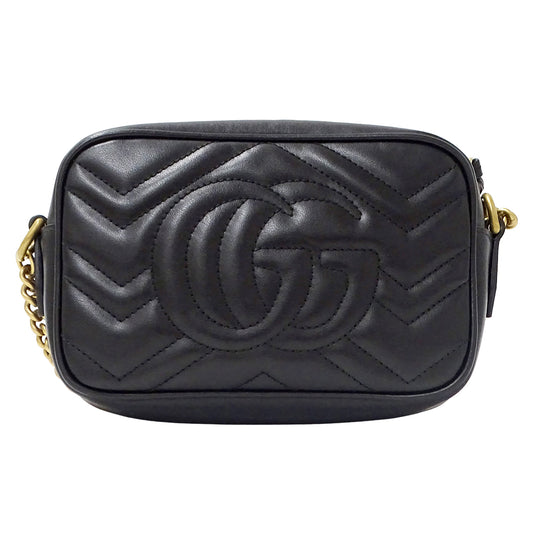 GUCCI グッチ ショルダーバッグ GGマーモント ブラック 448065 レザー レディース 【中古】