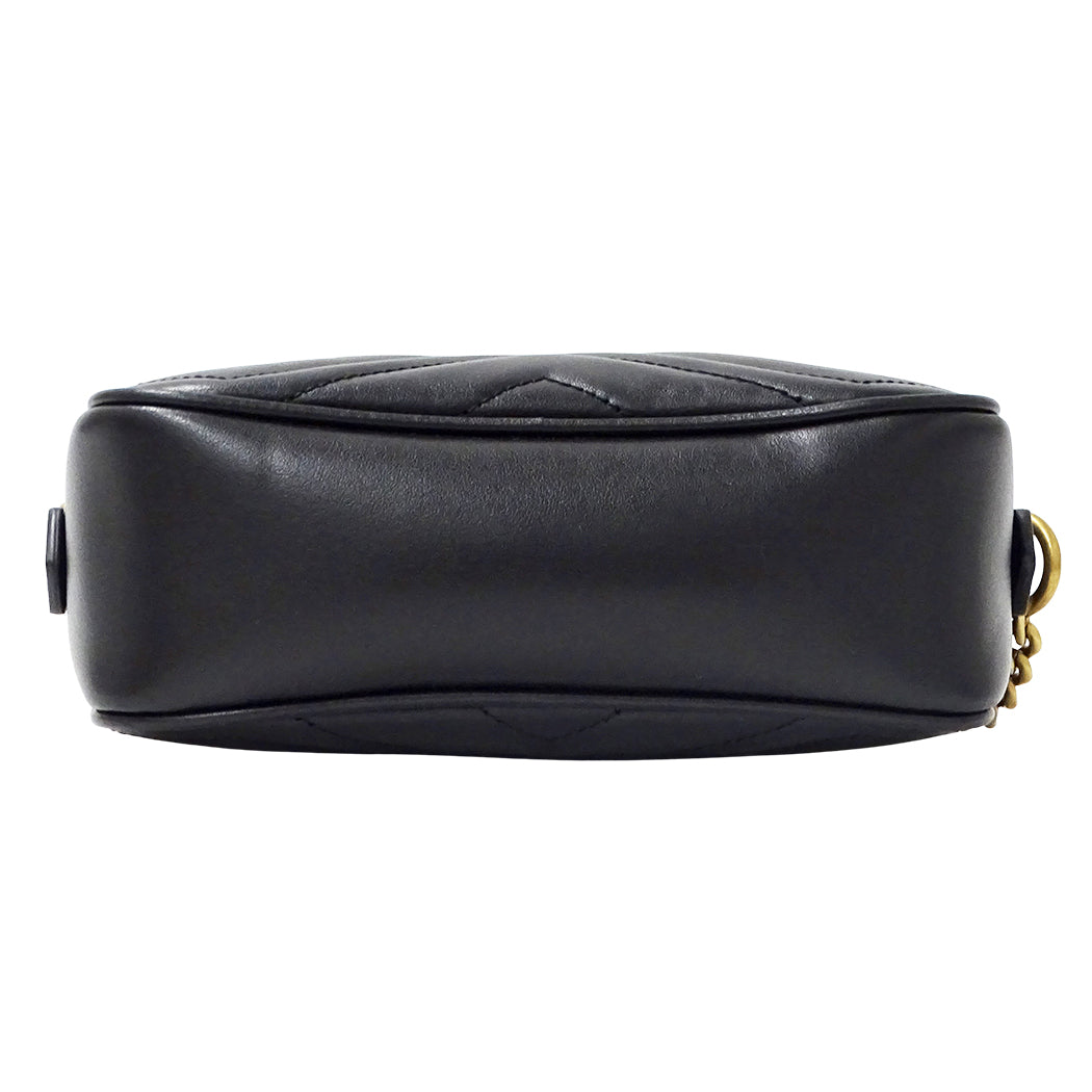 GUCCI グッチ ショルダーバッグ GGマーモント ブラック 448065 レザー レディース 【中古】