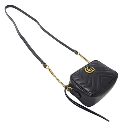 GUCCI グッチ ショルダーバッグ GGマーモント ブラック 448065 レザー レディース 【中古】