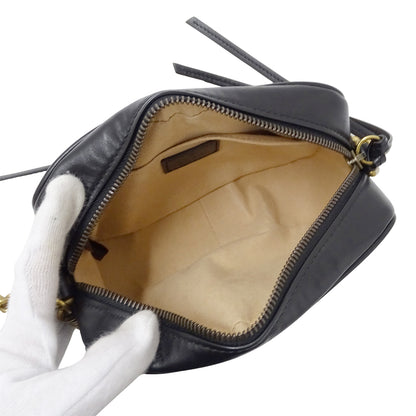 GUCCI グッチ ショルダーバッグ GGマーモント ブラック 448065 レザー レディース 【中古】