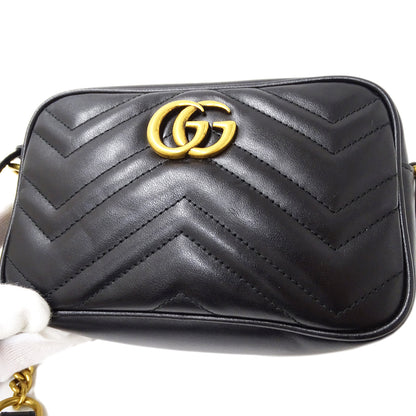 GUCCI グッチ ショルダーバッグ GGマーモント ブラック 448065 レザー レディース 【中古】