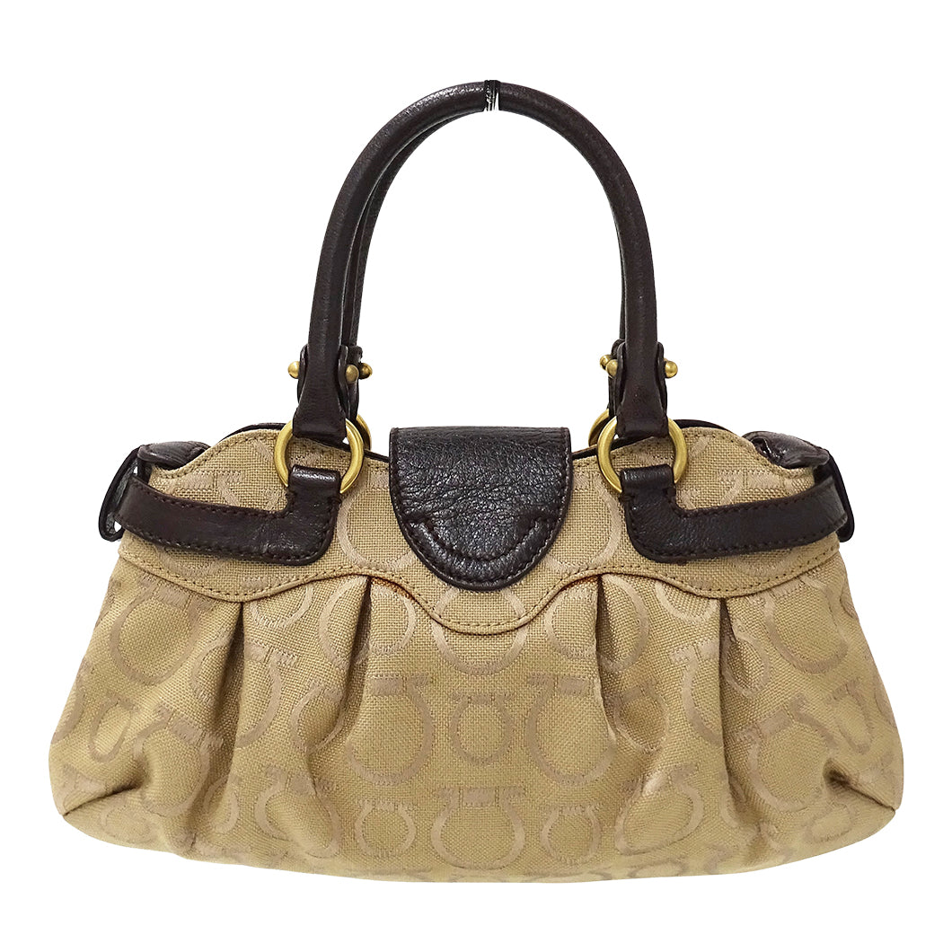 Ferragamo フェラガモ 2wayバッグ ガンチーニ ベージュ キャンバス レディース 【中古】