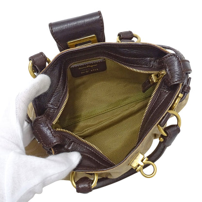 Ferragamo フェラガモ 2wayバッグ ガンチーニ ベージュ キャンバス レディース 【中古】