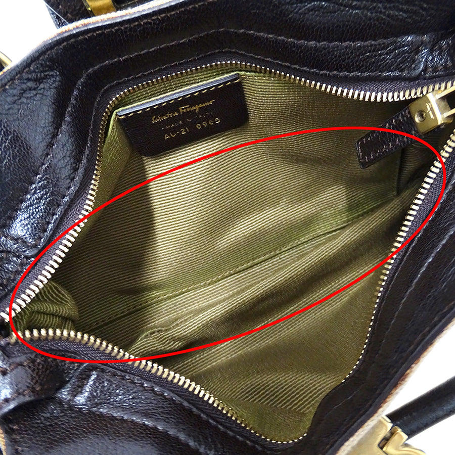 Ferragamo フェラガモ 2wayバッグ ガンチーニ ベージュ キャンバス レディース 【中古】