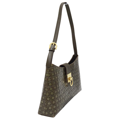Ferragamo フェラガモ ショルダーバッグ ガンチーニ カーキ レザー レディース 【中古】