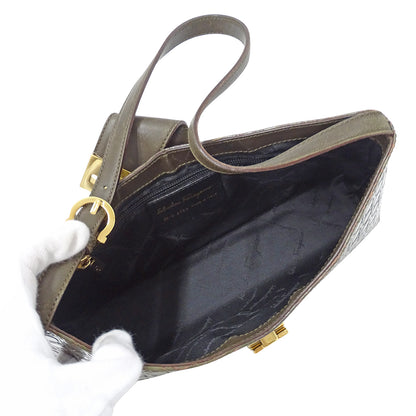 Ferragamo フェラガモ ショルダーバッグ ガンチーニ カーキ レザー レディース 【中古】