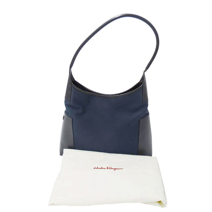 Ferragamo フェラガモ ショルダーバッグ ネイビー キャンバス レディース 【中古】
