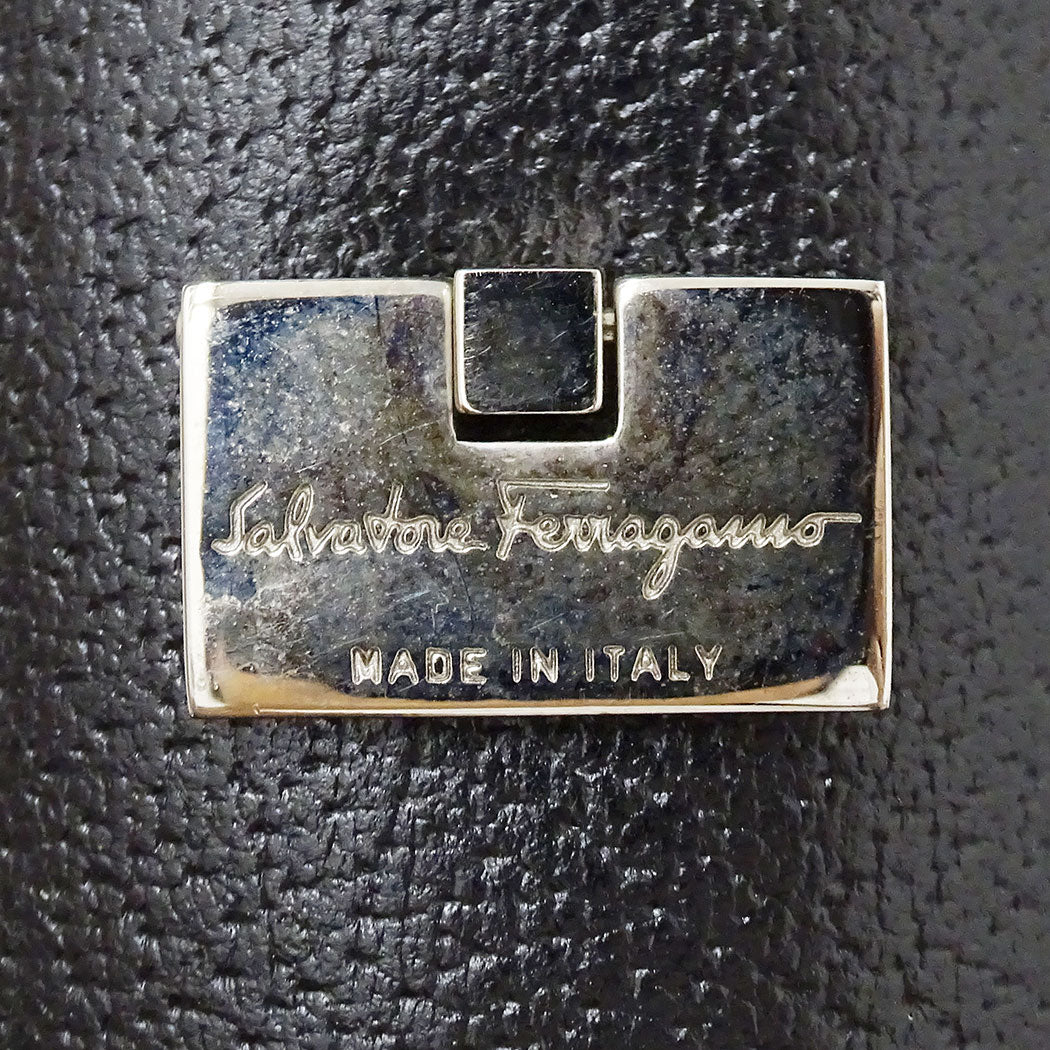 Ferragamo フェラガモ ショルダーバッグ ネイビー キャンバス レディース 【中古】