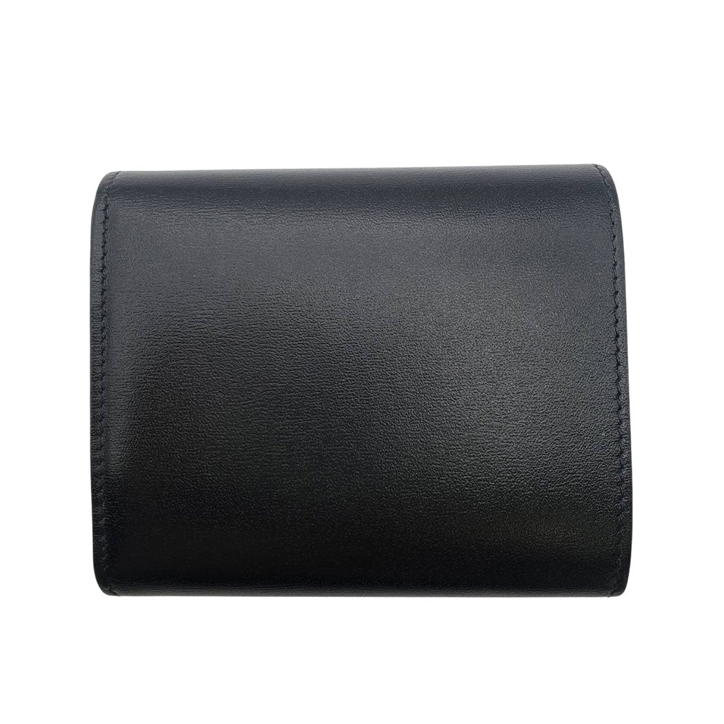CELINE セリーヌ 二つ折り財布 トリオンフ ブラック レザー レディース 【中古】