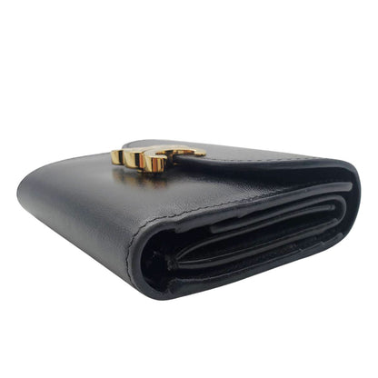 CELINE セリーヌ 二つ折り財布 トリオンフ ブラック レザー レディース 【中古】